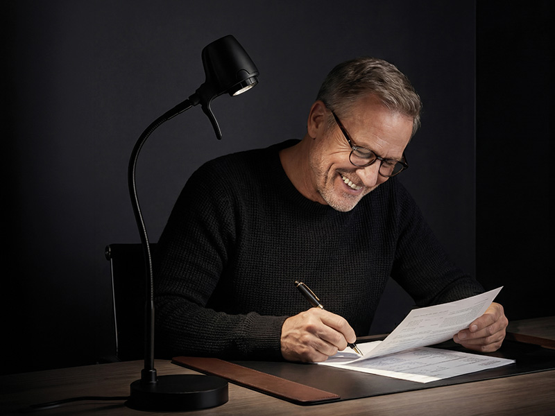 Study scene: detailed close work under poor light